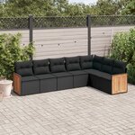 vidaXL Salon de jardin 7 Pièces avec coussins noir résine tressée