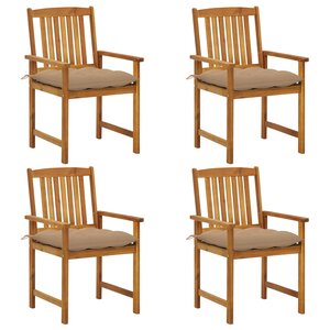 vidaXL Chaises de jardin avec coussins lot de 4 Bois d'acacia massif