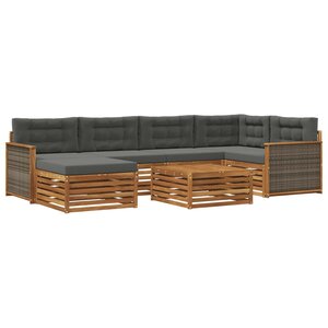 vidaXL Ensemble de canapés d'extérieur 7 pc Naturel et Anthracite