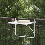 Table de balcon pliable blanche 60x40 cm en acier
