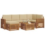 vidaXL Ensemble de canapé d'angle avec coussin 7 Pièces Naturel et Beige