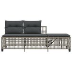 vidaXL Salon de jardin d'angle avec coussins 3 Pièces gris résine tressée