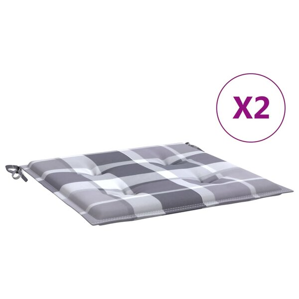 vidaXL Coussins de chaise de jardin lot de 2 carreaux gris 50x50x3 cm