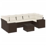 vidaXL Salon de jardin 8 Pièces avec coussins marron résine tressée