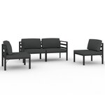 vidaXL Salon de jardin 4 Pièces avec coussins Aluminium Anthracite
