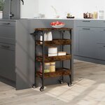 vidaXL Chariot de cuisine chêne fumé 53x20x76 cm bois d'ingénierie