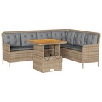 vidaXL Salon de jardin avec coussins 2 Pièces beige résine tressée