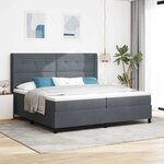 vidaXL Lit à ressorts avec matelas Gris foncé 200 x 200 cm Velours