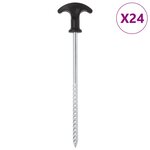 vidaXL Piquets de tente 24 Pièces 20 cm Ø7 mm acier galvanisé