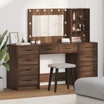 Set de coiffeuse 3 pièces avec LED en chêne noir en bois stratifié