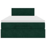 vidaXL Lit ottoman avec matelas et LED vert foncé 90x200cm velours