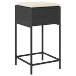 vidaXL Ensemble de bar de jardin 7 Pièces avec coussins noir poly rotin
