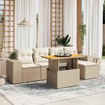 vidaXL Salon de jardin avec coussins 6 Pièces beige résine tressée