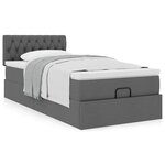 vidaXL Cadre de lit ottoman avec matelas gris foncé 80x200 cm tissu