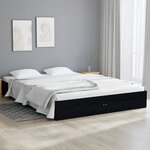 vidaXL Cadre de lit Noir Bois massif 120x190 cm Petit double