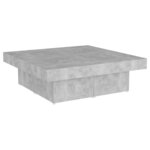 vidaXL Table basse gris béton 90x90x28 cm bois d'ingénierie