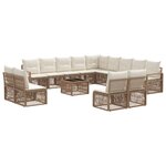 vidaXL Ensemble de canapé de jardin 14 Pièces Beige polyrotin