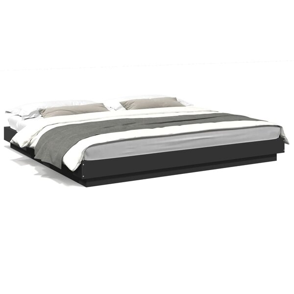 vidaXL Cadre de lit avec lumières LED sans matelas noir 200x200 cm