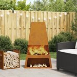 brasero vidaXL avec rangement pour bûches 60x35x100 cm en acier Weathering