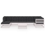 vidaXL Salon de jardin 8 Pièces avec coussins Bois de pin massif