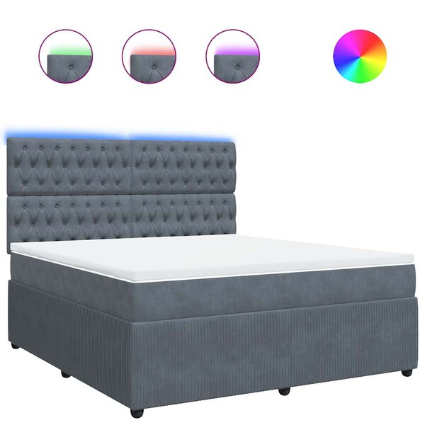 vidaXL Sommier à lattes de lit et matelas Gris foncé 180x200cm Velours