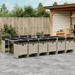 vidaXL Ensemble à manger de jardin et coussins 13 Pièces gris clair rotin