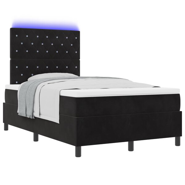 vidaXL Lit à ressorts avec matelas et LEDs noirs 120x190 cm en velours