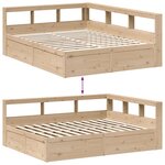 vidaXL Lit bibliothèque sans matelas 160x200 cm bois massif de pin