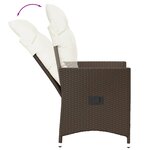 vidaXL Chaise inclinable de jardin avec coussins marron résine tressée