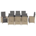 vidaXL Ensemble de salle à manger de jardin de 9 pièces avec coussins beige poly rotin