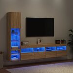 vidaXL Unités murales TV avec LED 4 Pièces chêne sonoma bois d'ingénierie