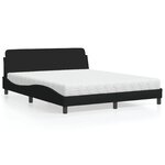 vidaXL Lit avec matelas Dover noir 160x200 cm tissu