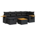 vidaXL Salon de jardin 7 Pièces avec coussins noir résine tressée