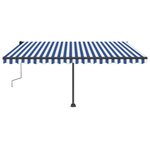 vidaXL Auvent manuel rétractable avec LED 400x350 cm Bleu et blanc