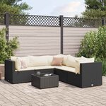 vidaXL Salon de jardin 6 Pièces avec coussins Noir Résine tressée