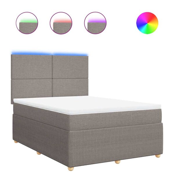 vidaXL Sommier à lattes de lit avec matelas Taupe 140x200 cm Tissu