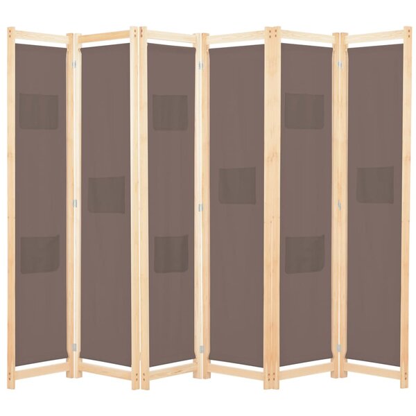 vidaXL Cloison de séparation 6 panneaux Marron 240 x 170 x 4 cm Tissu