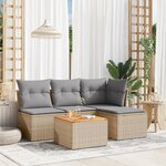 vidaXL Salon de jardin avec coussins 5Pièces mélange beige résine tressée