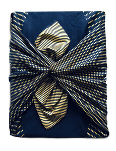 Emballage Réutilisable Furoshiki Coton Recyclé L : Poule aux Œufs d’Or Bleu Nuit