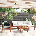 vidaXL Salon de jardin 6 Pièces avec coussins Crème Bois d'acacia solide