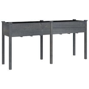 vidaXL Jardinière avec doublure gris 161x45x76 cm bois massif de sapin