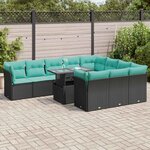 vidaXL Ensemble de canapés de jardin 11 Pièces et coussins rotin acacia