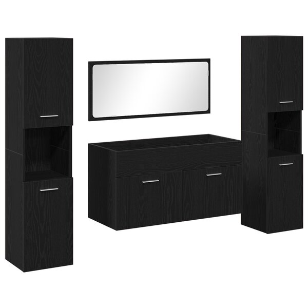 vidaXL Ensemble de meubles de salle de bain en 4 pièces en bois d'ingénierie Chêne noir