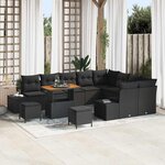 vidaXL Ensemble de canapé de jardin 12 Pièces Noir Poly rotin
