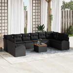 vidaXL Ensemble de canapé de jardin 11 Pièces Noir