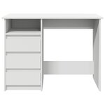 vidaXL Bureau blanc 102x50x75 cm bois d'ingénierie