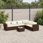 vidaXL Salon de jardin avec coussins 7 Pièces marron résine tressée