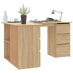 Bureau table poste de travail meuble d'ordinateur informatique étude d'angle chêne sonoma 145 x 100 x 76 cm bois d'ingénierie brun 02_0023679