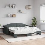 vidaXL Lit de jour avec gigogne sans matelas gris foncé 90x190 cm