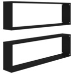 vidaXL Étagères cube murales 2 Pièces noir 100x15x30 cm bois d'ingénierie